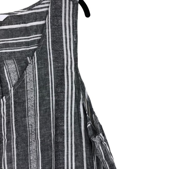 Time & Tru XL Sleeveless Linen Blend Lagen Tank Top White & Grey Stripes w/Pocke - Picture 4 of 6